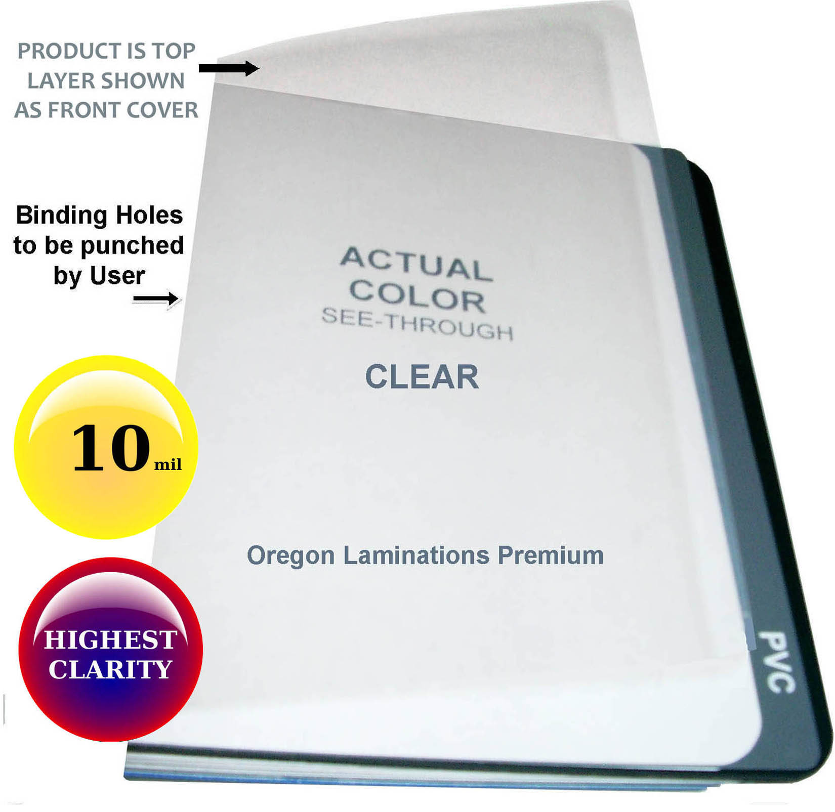 8-1/2 x 11 Clear Plastic Report Binding Covers 10 Mil Square Corners 8.5  250 microns