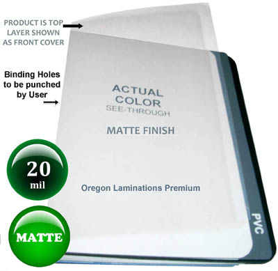 20 mil Clear Matte plastic report binding covers